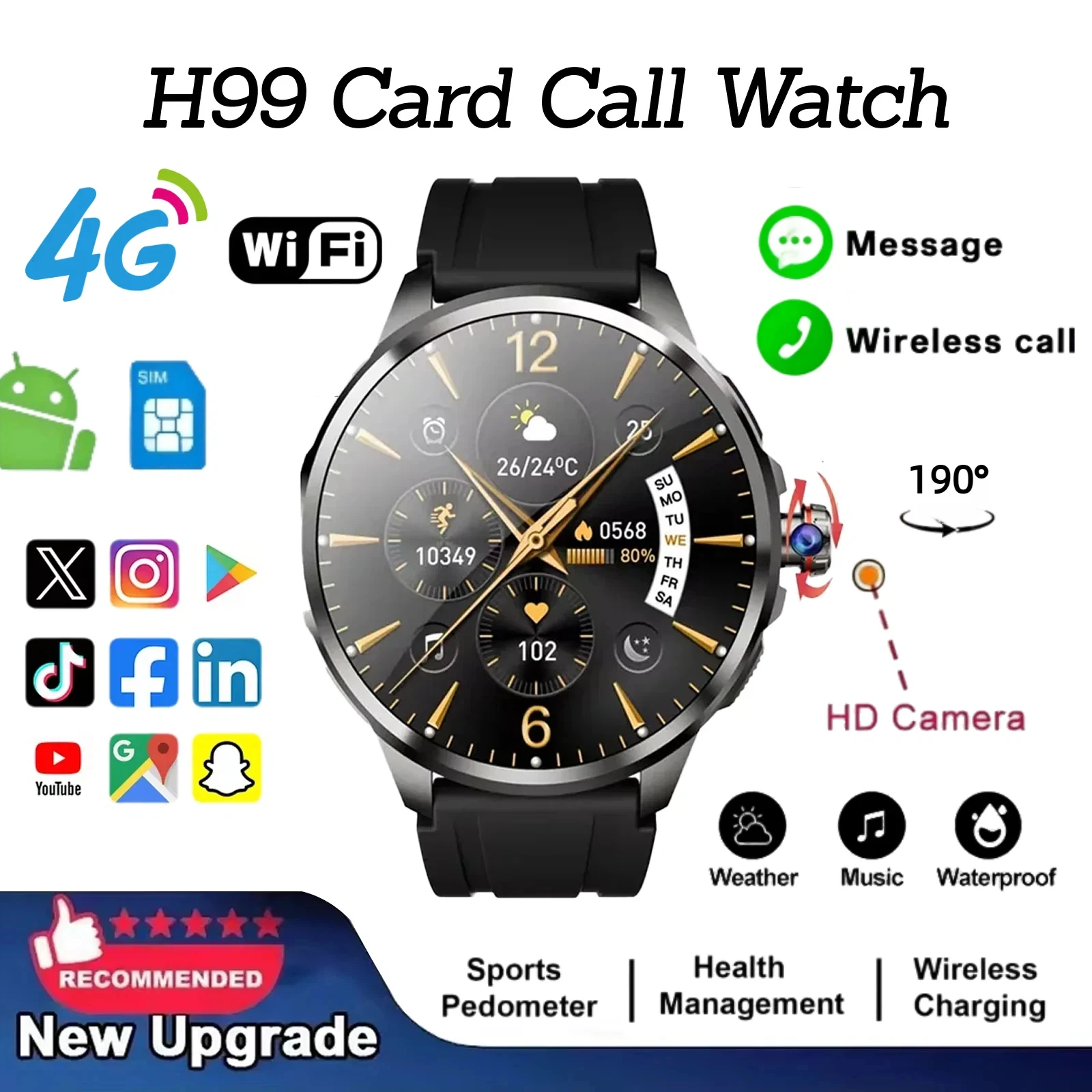 French Connection Watches Smartwatch App - H99 Smartwatch 4G/5G LTE 1.95inch 900W