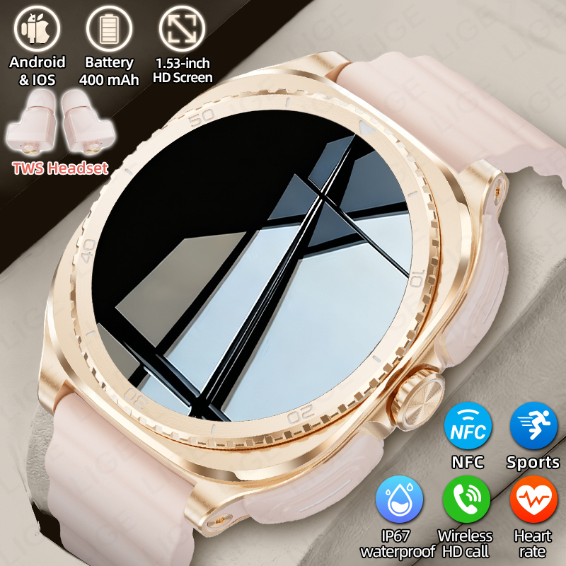 Smartwatch Health Watches For Men - LIGE 2 In 1 TWS Headset