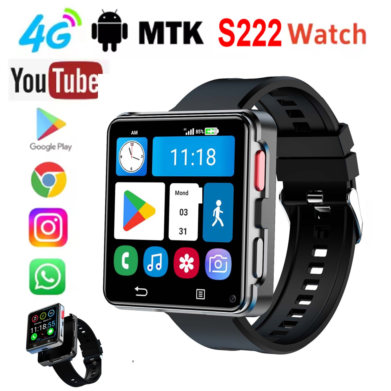 S222 Smart Watch 4G SI-M Card  - огляд і ціна Smartwatch Watches Smart