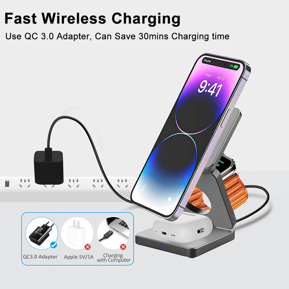 3 in 1 Foldable Magnetic Wirel - огляд і ціна Smartwatch Watches For Iphone
