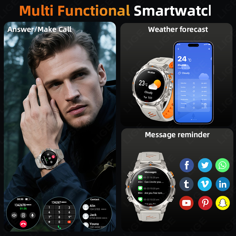 LIGE Rugged GPS Track Smart Wa - огляд і ціна Smartwatch Watches Smart
