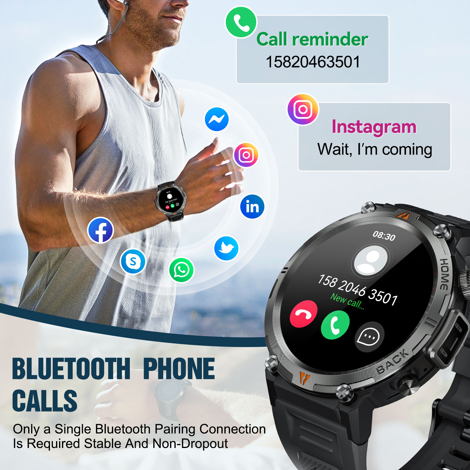 EIGIIS KE3 Bluetooth Call Smar - огляд і ціна Smartwatch Health Watches For Men