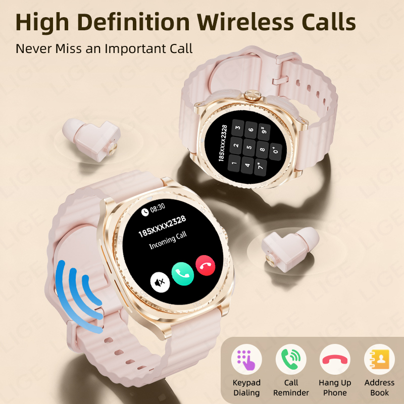 LIGE 2 In 1 TWS Headset Smart  - огляд і ціна Smartwatch Health Watches For Men