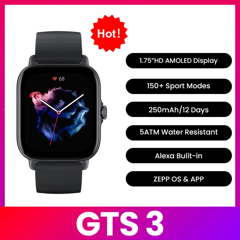 Amazfit GTS 3 Smartwatch  5ATM - огляд і ціна Smartwatch Timex Watches For Men